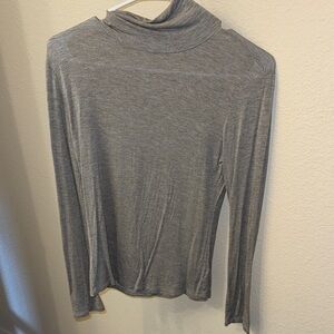 Gray Long Sleeve Turtleneck Top